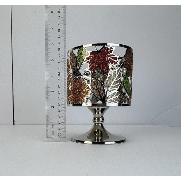 Bath and Body Works Maple Leaf 3‎ Wick Leaves Candle Holder Fall Green Yellow - Picture 10 of 10